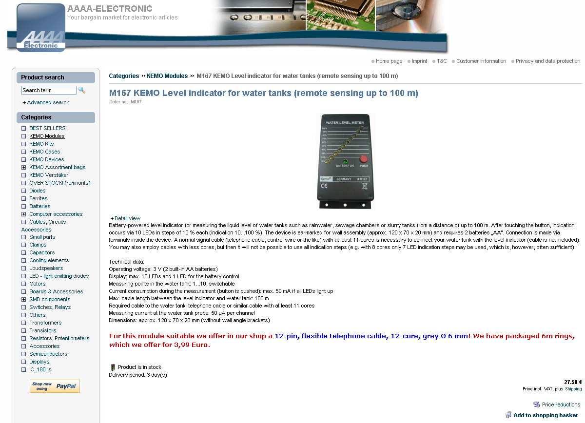 INDICADOR DE NIVEL DE AGUA EN DEPOSITO